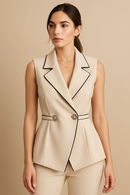 Elegance Beige Blazer Waistcoat