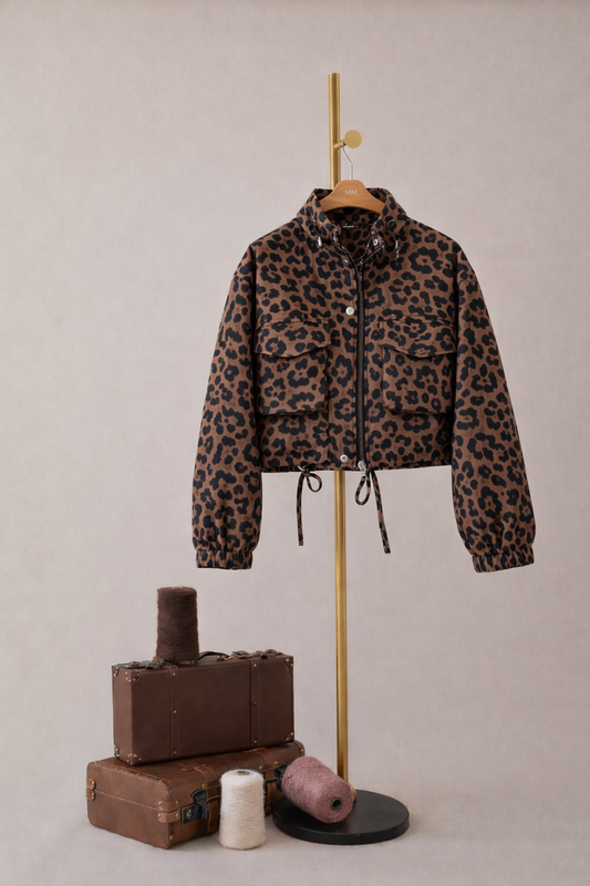 Dames Cropped Jas – Korte Jas met Zakken en Taillekoord