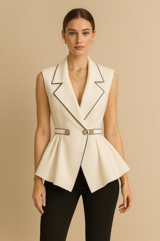 Elegance Beige Blazer Waistcoat