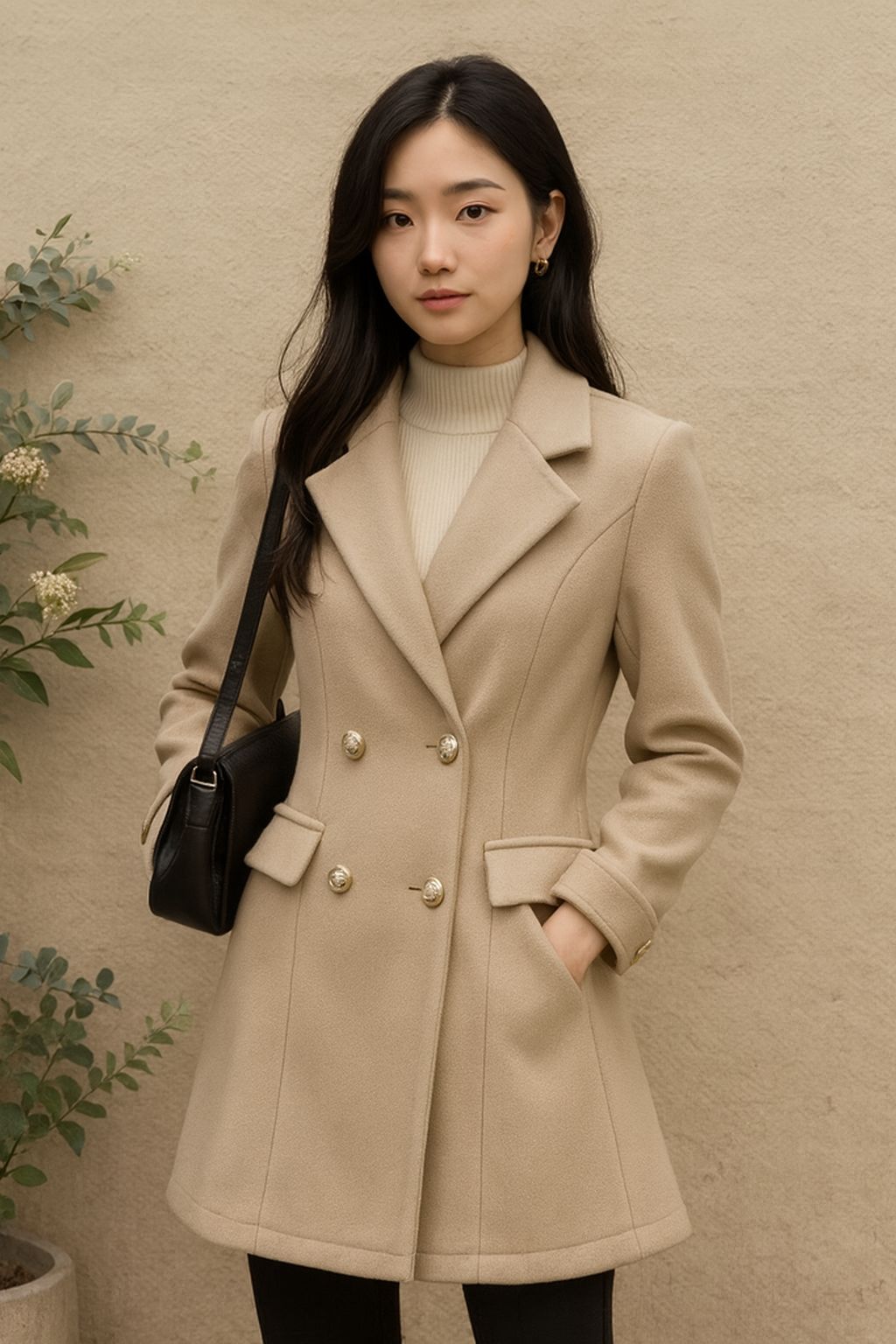 ✨ Elegance Wool Blend Coat – Beige