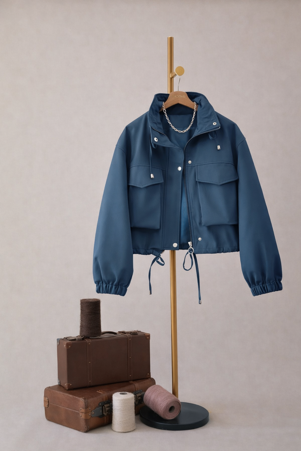 Dames Cropped Jas  – Korte Jas met Zakken en Taillekoord